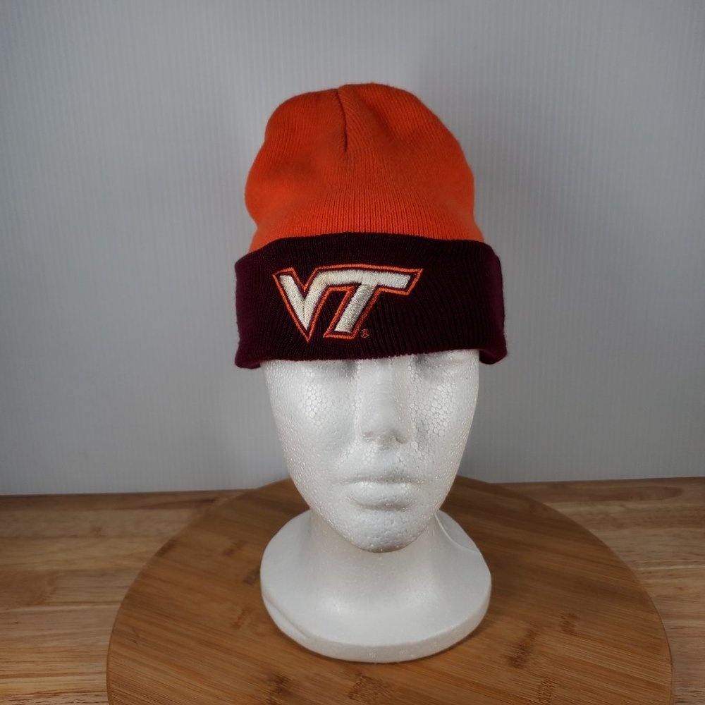 Embroidered Virginia Tech Hokie Logo Starter Knit Hat Maroon Orange Youth OSFM